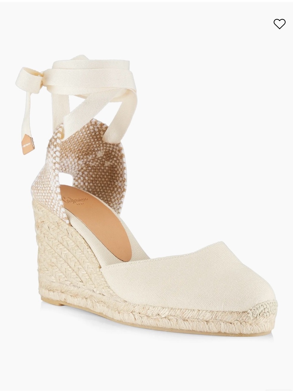 Castaner Cream Canvas Ankle-Tie Espadrille Wedge